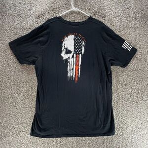 Howitzer MFG Co Shirt Mens 2XL XXL Black Skull Blue Collar Patriot Military Logo